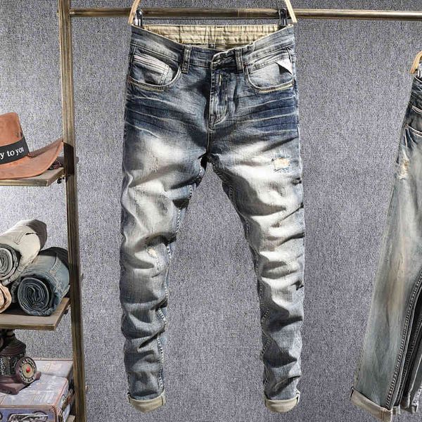 jeans italian style fashion men jeans retro blue elastic slim fit ripped denim pants streetwear vintage designer cotton long trousers 85hh
jeans italian style fashion men jeans retro blue elastic slim fit ripped denim pants streetwear vintage designer cotton long trousers 85hh