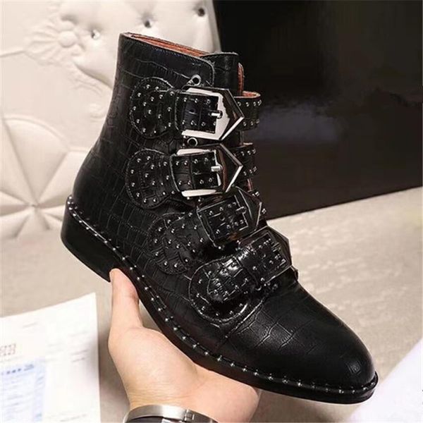 rivets punk style women's motorcycle boots fashion luxury designer female ankle spring autumn leather bullock ladies shoes, Black
rivets punk style women's motorcycle boots fashion luxury designer female ankle spring autumn leather bullock ladies shoes, Black