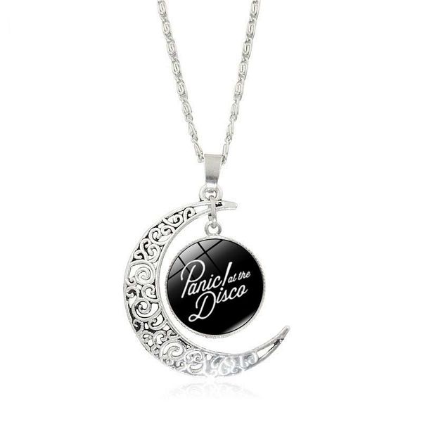 pendant necklaces fashion crescent moon necklace panic at the disco band logo glass cabochon music jewelry gifts, Silver
pendant necklaces fashion crescent moon necklace panic at the disco band logo glass cabochon music jewelry gifts, Silver