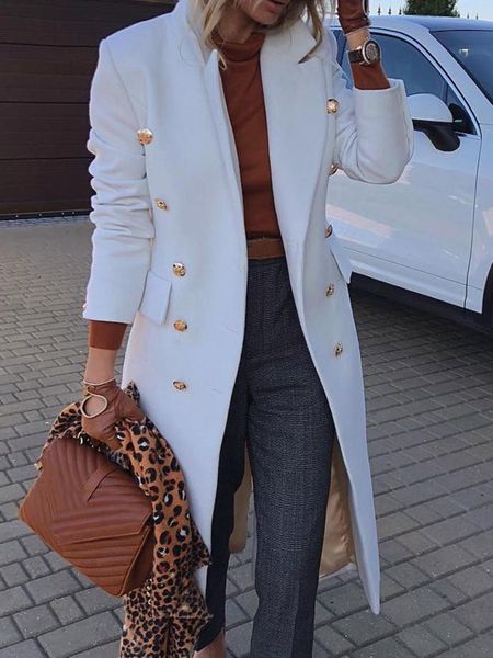 women's wool & blends 2021 women coats coat spring autumn causal vintage office lady solid color long overcoats button lapel fashion fe, Black
women's wool & blends 2021 women coats coat spring autumn causal vintage office lady solid color long overcoats button lapel fashion fe, Black