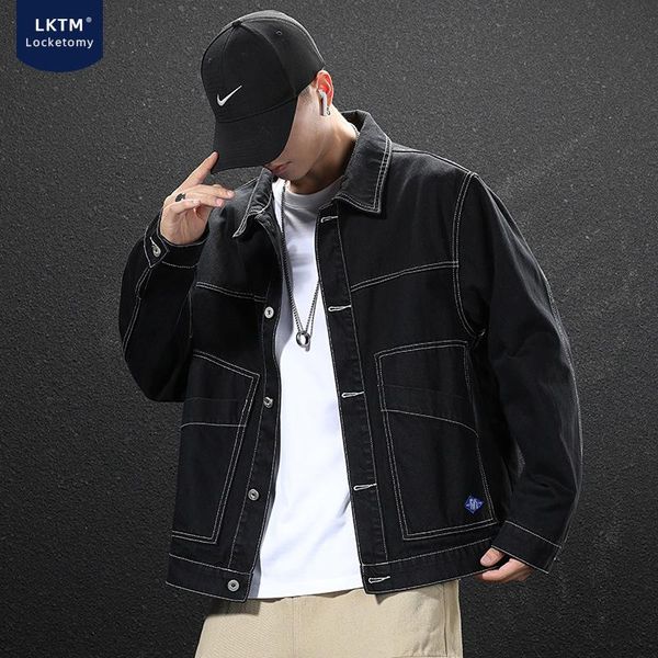 lktm men's #2021 spring and autumn denim jacket loose trendy brand cotton tooling jackets, Black;brown
lktm men's #2021 spring and autumn denim jacket loose trendy brand cotton tooling jackets, Black;brown