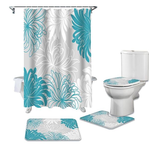 shower curtains floral chrysanthemum flower bathroom curtain set bath mat sets with hooks non-slip pedestal rug toilet cover 
shower curtains floral chrysanthemum flower bathroom curtain set bath mat sets with hooks non-slip pedestal rug toilet cover