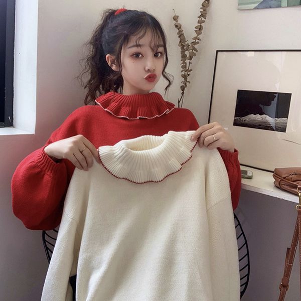 kawaii turtleneck women white knitted sweater korean fashion winter clothes christmas year jumper vintage warm red pullover, White;black
kawaii turtleneck women white knitted sweater korean fashion winter clothes christmas year jumper vintage warm red pullover, White;black
