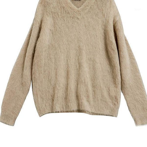 women's sweaters winter style plush knit sweater coat loose camel color mohair women, White;black
women's sweaters winter style plush knit sweater coat loose camel color mohair women, White;black