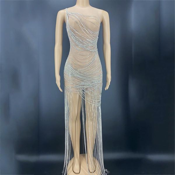 stage wear shining rhinestones fringed dresses crystals chains transparent sleeveless long dress evening birthday celebrate costume xs3163, Black;red
stage wear shining rhinestones fringed dresses crystals chains transparent sleeveless long dress evening birthday celebrate costume xs3163, Black;red