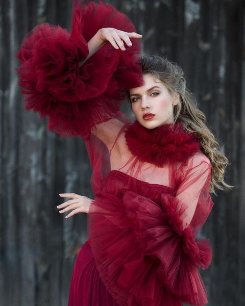 short tulle dresses women 2021 ruffle half high hollar for street po women's sleepwear, Black;red
short tulle dresses women 2021 ruffle half high hollar for street po women's sleepwear, Black;red