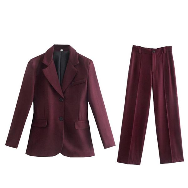 women's two piece pants woman vintgae wine red  long sleeve blazer suit 2021 autumn chic female high waisted pencil suits laides minima, White
women's two piece pants woman vintgae wine red  long sleeve blazer suit 2021 autumn chic female high waisted pencil suits laides minima, White