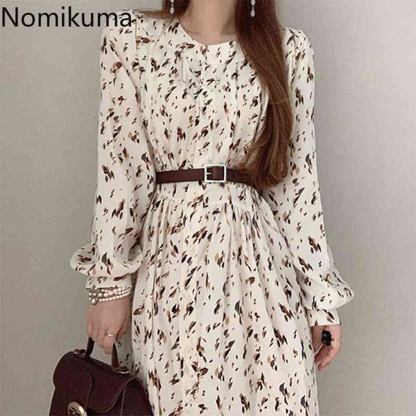 nomikuma robe femme korean chic o neck single-breasted dresses slim waist long sleeve floral printed dress with belt vestidos 210514, Black;gray
nomikuma robe femme korean chic o neck single-breasted dresses slim waist long sleeve floral printed dress with belt vestidos 210514, Black;gray