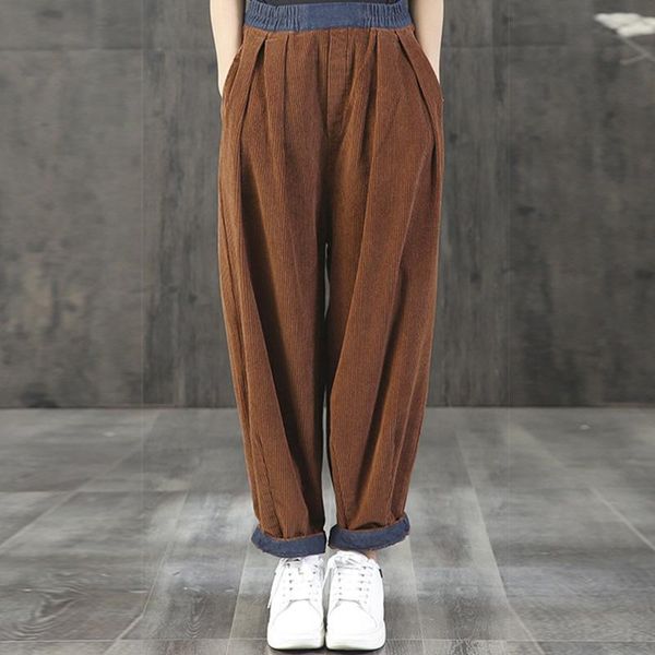 women's pants & capris autumn casual harem trouser winter elatic waist long corduroy women vintage solid patchwork loose turnip pantalo, Black;white
women's pants & capris autumn casual harem trouser winter elatic waist long corduroy women vintage solid patchwork loose turnip pantalo, Black;white