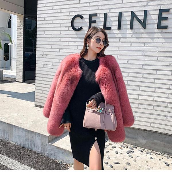 women's fur & faux whole women round neck middle length coat real skin winter thick soft warm jacket, Black
women's fur & faux whole women round neck middle length coat real skin winter thick soft warm jacket, Black