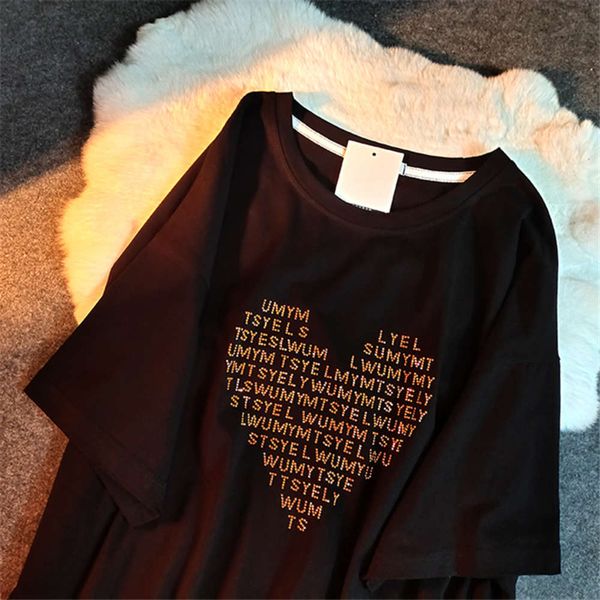 women's t-shirt chao brand heavy industry ironing and drilling short sleeve pure cotton loose korean version harajuku bf foreign style, White
women's t-shirt chao brand heavy industry ironing and drilling short sleeve pure cotton loose korean version harajuku bf foreign style, White