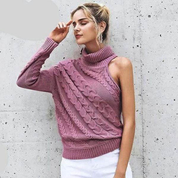 women's sweaters 2021 spring and autumn style head slant shoulder single-sleeve twist high collar knit sweater female1, White;black
women's sweaters 2021 spring and autumn style head slant shoulder single-sleeve twist high collar knit sweater female1, White;black