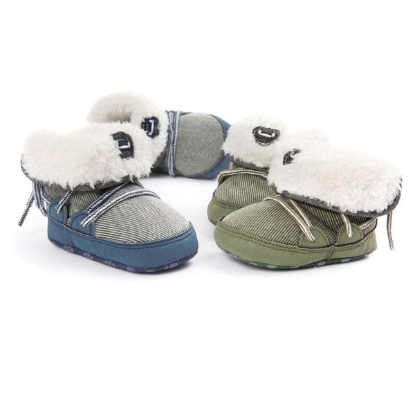 boots winter baby snow toddler plush lined fleece boy shoes soft sole lace-up first walker, Black;grey