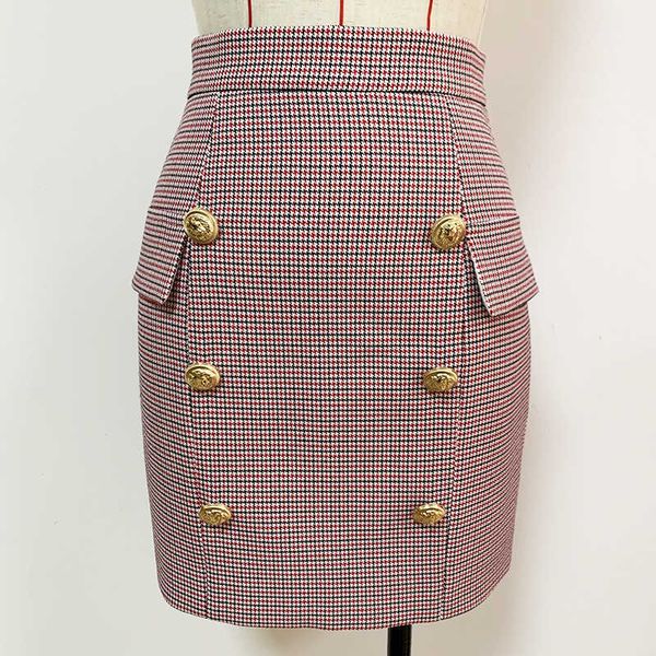 est fashion designer skirt women's lion buttons plaid houndstooth mini 210526, Black
est fashion designer skirt women's lion buttons plaid houndstooth mini 210526, Black