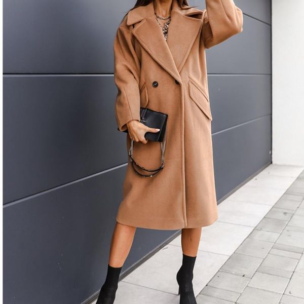 women's wool & blends 2021 winner autumn high street ldies long coat solid camel cotton blazer collar women lace up colt full sleeves f, Black
women's wool & blends 2021 winner autumn high street ldies long coat solid camel cotton blazer collar women lace up colt full sleeves f, Black