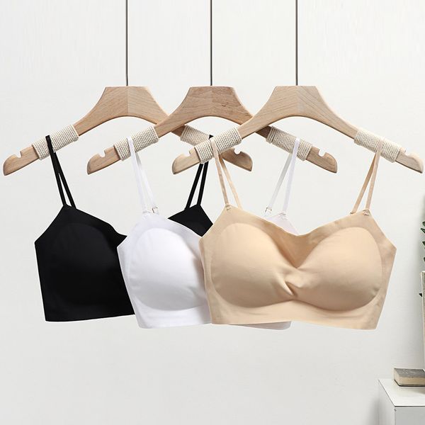 women's ice silk vest type traceless bra without steel ring sports sleep bottom strap underwear back wrapped chest, Black;white
women's ice silk vest type traceless bra without steel ring sports sleep bottom strap underwear back wrapped chest, Black;white