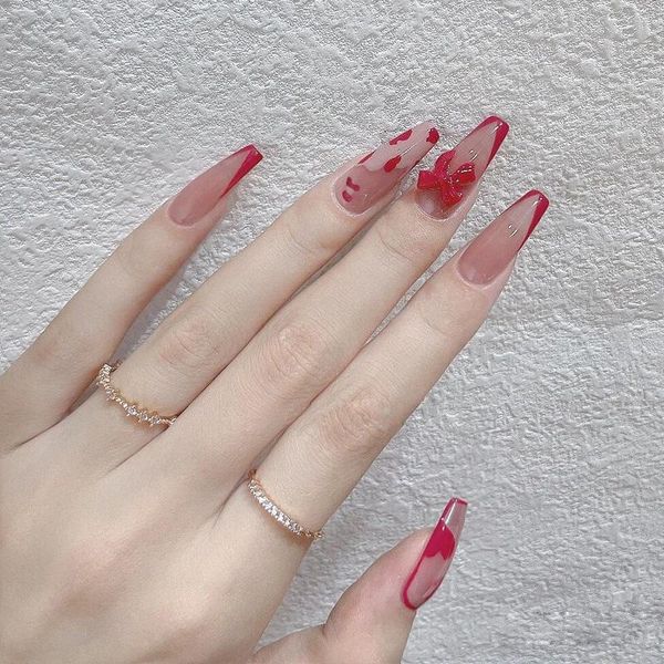 false nails 24pcs bow nail patch glue type removable long paragraph fashion manicure natural full cover art tips, Red;gold
false nails 24pcs bow nail patch glue type removable long paragraph fashion manicure natural full cover art tips, Red;gold