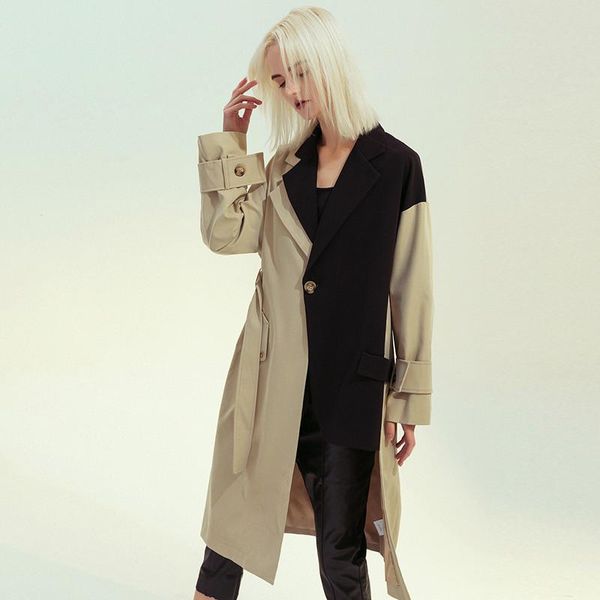 women's trench coats spring autumn coat women clothes england elegant overcoats asymmetry female black khaki patchwork long, Tan;black
women's trench coats spring autumn coat women clothes england elegant overcoats asymmetry female black khaki patchwork long, Tan;black