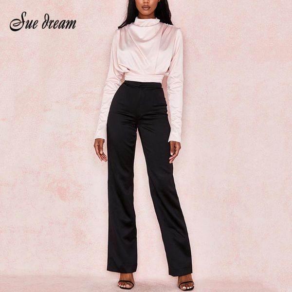 two piece dress 2021 spring women's 2 set long sleeve turtleneck backless &black pants bodycon club party, White
two piece dress 2021 spring women's 2 set long sleeve turtleneck backless &black pants bodycon club party, White