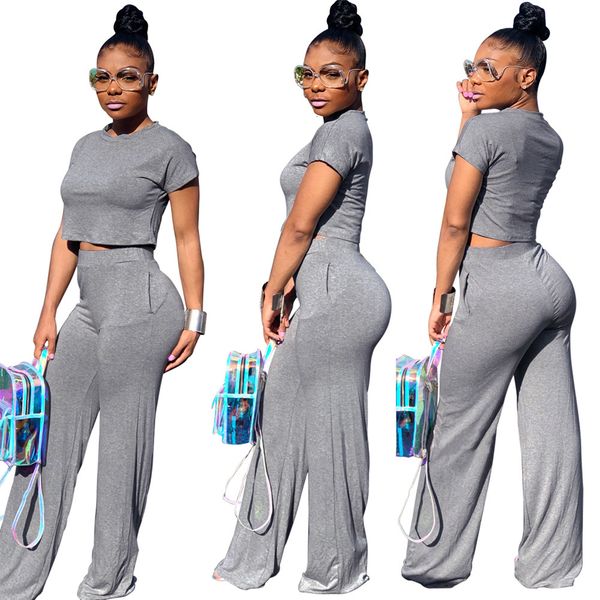 women's outfits 6 colors piece sets o-neck short sleeve tee wide leg long pants suit tracksuit fashion women summer two, White
women's outfits 6 colors piece sets o-neck short sleeve tee wide leg long pants suit tracksuit fashion women summer two, White