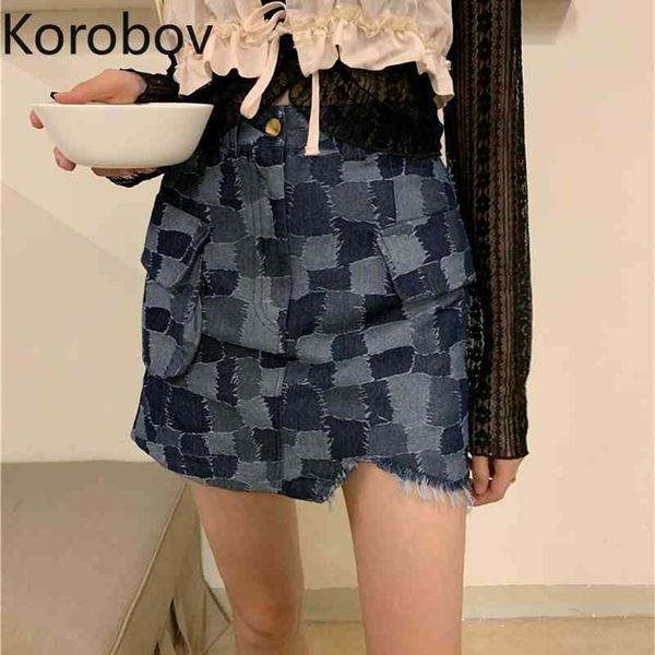 korobov new fashion high waist a-line women skirts preppy style streetwear chic denim skirt mini irregular faldas mujer 210430, Black
korobov new fashion high waist a-line women skirts preppy style streetwear chic denim skirt mini irregular faldas mujer 210430, Black