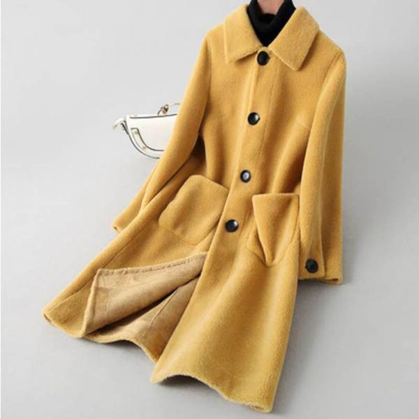 women's fur & faux natural sheep shearing jacket women real 100% wool coat 2021 thick winter a100, Black
women's fur & faux natural sheep shearing jacket women real 100% wool coat 2021 thick winter a100, Black