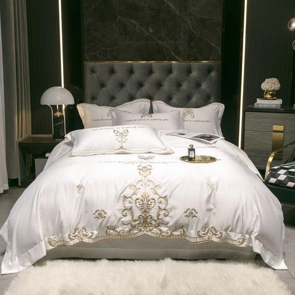 bedding sets luxury white gray champagne blue embroidery satin cotton set silky smooth duvet cover flat/fitted sheet pillowcases
bedding sets luxury white gray champagne blue embroidery satin cotton set silky smooth duvet cover flat/fitted sheet pillowcases