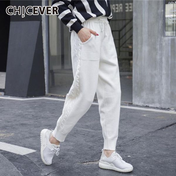 women's pants & capris chicever korean knitted trouser women lace up bowknot pocket midi waist plus thick female 2021 autumn fashion cl, Black;white
women's pants & capris chicever korean knitted trouser women lace up bowknot pocket midi waist plus thick female 2021 autumn fashion cl, Black;white