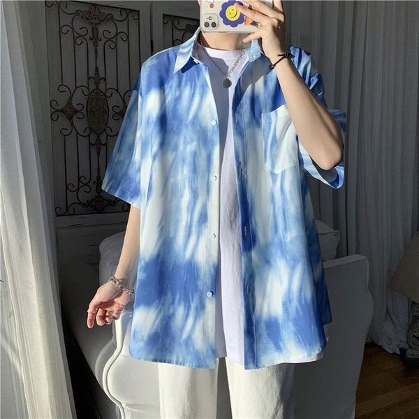 men's casual shirts summer short-sleeved fashion printed men streetwear korean loose tie-dye mens hawaiian nsn9, White;black
men's casual shirts summer short-sleeved fashion printed men streetwear korean loose tie-dye mens hawaiian nsn9, White;black