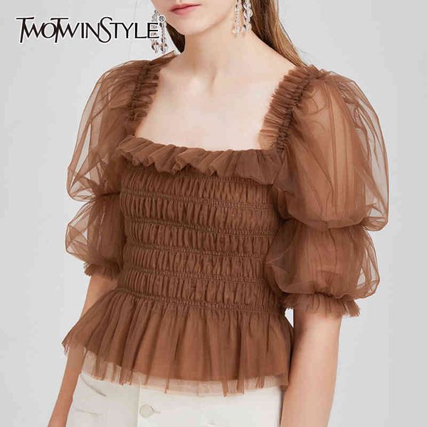sweet style patchworkk mesh women shirt square collar puff half sleeve tunic patchwork ruffles short blouses female 210524, White
sweet style patchworkk mesh women shirt square collar puff half sleeve tunic patchwork ruffles short blouses female 210524, White