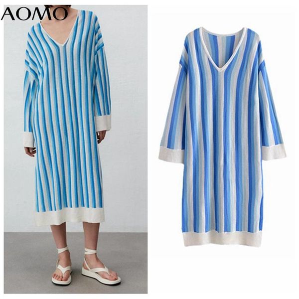 casual dresses aomo 2021 autumn fashion women striped knit dress long sleeve loose ladies midi 3w190a, Black;gray
casual dresses aomo 2021 autumn fashion women striped knit dress long sleeve loose ladies midi 3w190a, Black;gray