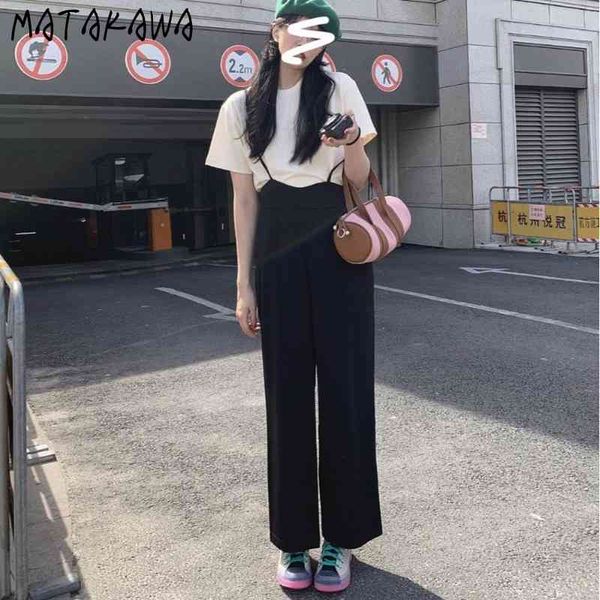 matakawa summer black woman pants wide leg overalls women high waist casual pants drape mopping trousers 210513, Black;white
matakawa summer black woman pants wide leg overalls women high waist casual pants drape mopping trousers 210513, Black;white