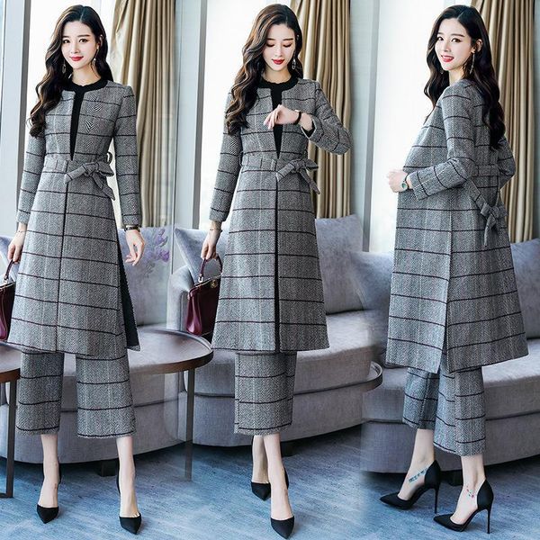 knee length long trench coat and wide leg trouser autumn winter womens casual pantsuit office lady plaid two-piece pants suits women's, White
knee length long trench coat and wide leg trouser autumn winter womens casual pantsuit office lady plaid two-piece pants suits women's, White