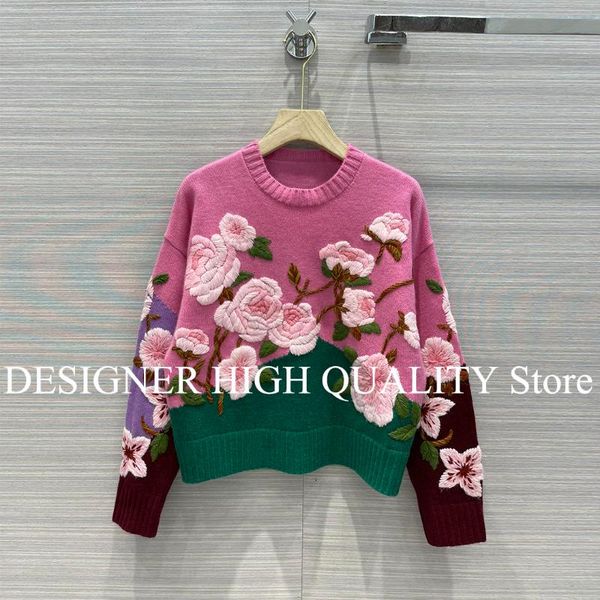 women's knits & tees heavy embroidery 3d flower pattern contrasting retro sweater 2021 autumn o-neck long sleeve casual knit pul, White
women's knits & tees heavy embroidery 3d flower pattern contrasting retro sweater 2021 autumn o-neck long sleeve casual knit pul, White