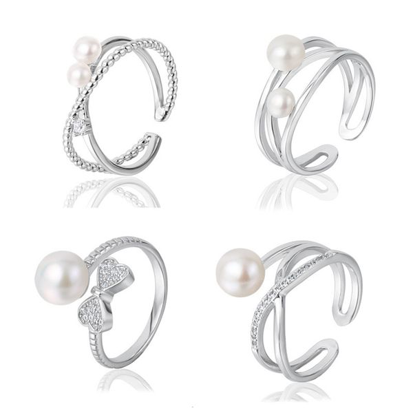 j468 japanese and korean simple combination ring fashion fresh water pearl opening adjustable women's s92 silver hollow holder, Black
j468 japanese and korean simple combination ring fashion fresh water pearl opening adjustable women's s92 silver hollow holder, Black