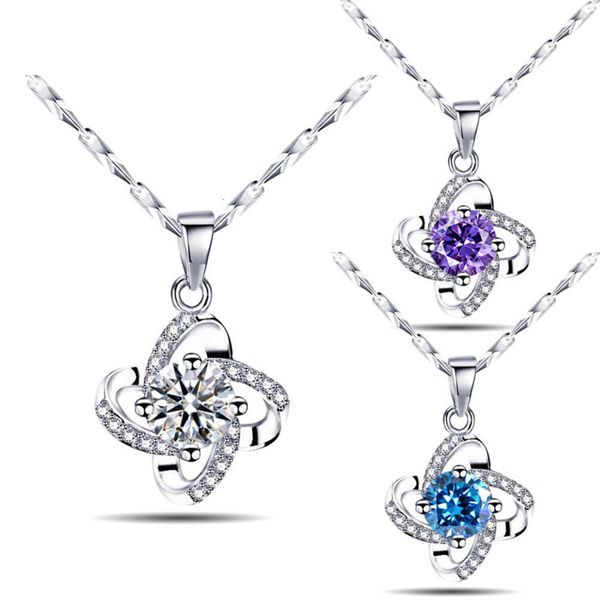 925 sterling silver full diamond guard pendant four leaf clover korean necklace jewelry mixed batch gift, Black
925 sterling silver full diamond guard pendant four leaf clover korean necklace jewelry mixed batch gift, Black