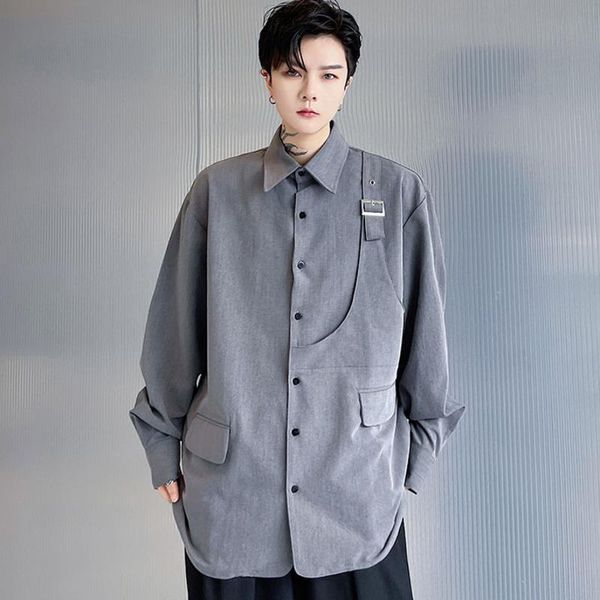 men's casual shirts wear 2021 autumn turn-down collar long sleeve shirt fashion metal button loose for male clothing, White;black
men's casual shirts wear 2021 autumn turn-down collar long sleeve shirt fashion metal button loose for male clothing, White;black