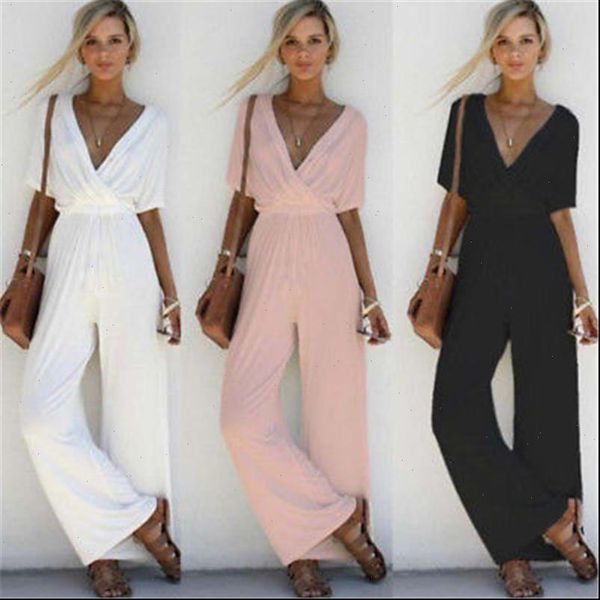 glane v neck loose playsuit women dress party short sleeve long jumpsuit beach cover ups, Black;gray
glane v neck loose playsuit women dress party short sleeve long jumpsuit beach cover ups, Black;gray