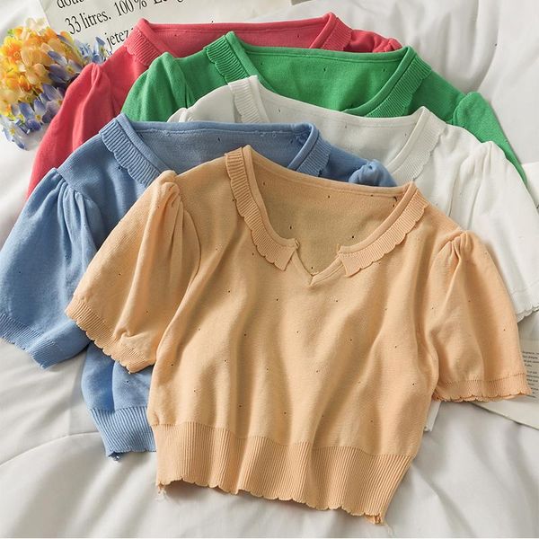 women's blouses & shirts women fashion slim bodycon solid v-neck ruffles knitted blouse lady sweet casual outdoor girls elegant daily b, White
women's blouses & shirts women fashion slim bodycon solid v-neck ruffles knitted blouse lady sweet casual outdoor girls elegant daily b, White