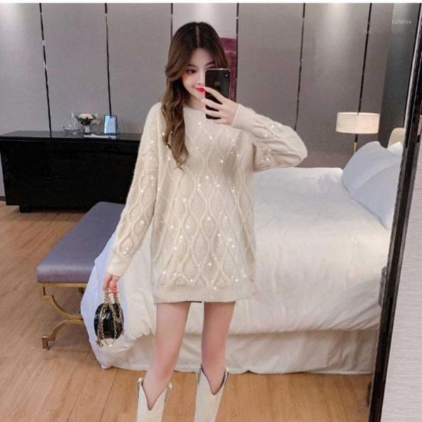 women's sweaters 2021 autumn winter women thick warm sequined female loose o-neck long sleeve pullovers lady casual solid jumper k649, White;black
women's sweaters 2021 autumn winter women thick warm sequined female loose o-neck long sleeve pullovers lady casual solid jumper k649, White;black