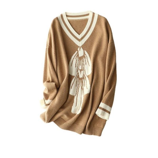 women's sweaters shuchan long sweater women 100% cashmere v-neck high street bow winter pullover a-straight warm designer, White;black
women's sweaters shuchan long sweater women 100% cashmere v-neck high street bow winter pullover a-straight warm designer, White;black