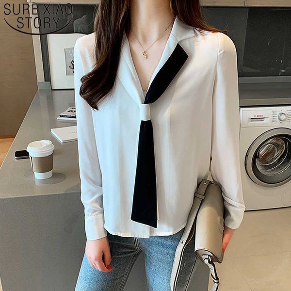fashion chiffon long sleeve v-neck womens and blouses ladies solid white shirt for women blouse bow 6230 50 210527
fashion chiffon long sleeve v-neck womens and blouses ladies solid white shirt for women blouse bow 6230 50 210527