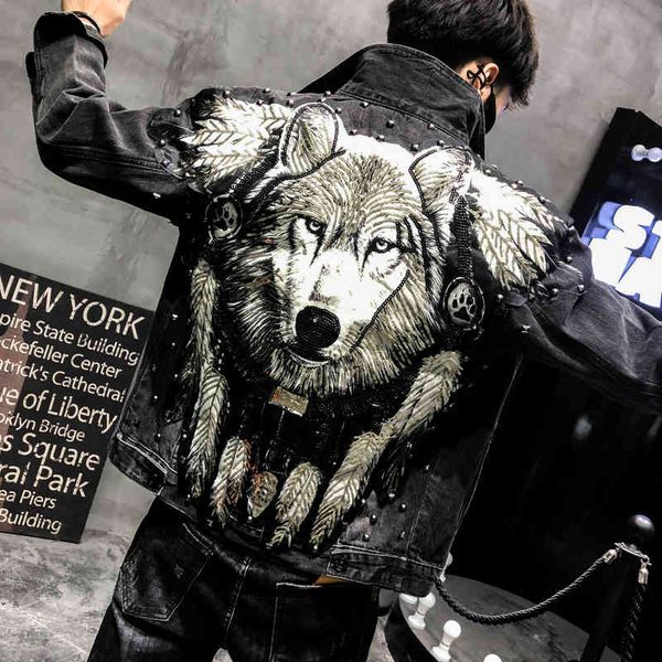 men's jackets yasugupra wolf-embroidered jean jacket, new punk-style , release man-made with rivets, black slim for men eyxx, Black;brown
men's jackets yasugupra wolf-embroidered jean jacket, new punk-style , release man-made with rivets, black slim for men eyxx, Black;brown