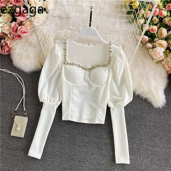 ezgaga elegant blouse women spring square collar puff sleeve slim french style rhinestone female party blouse casual crop 210430, White
ezgaga elegant blouse women spring square collar puff sleeve slim french style rhinestone female party blouse casual crop 210430, White
