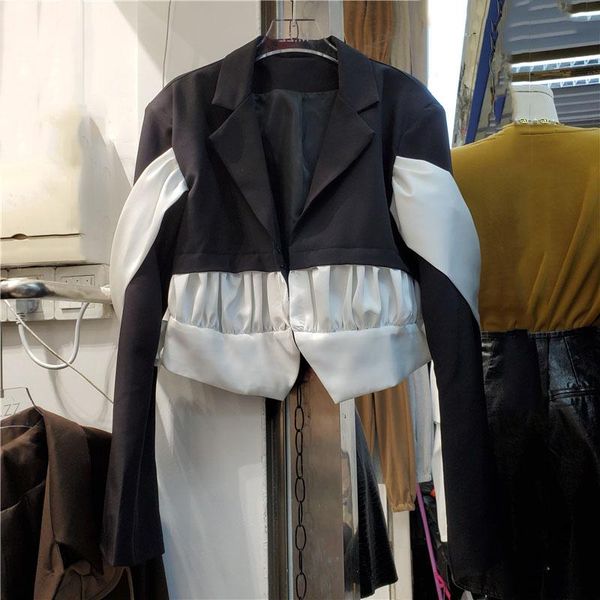women's suits & blazers seebeautiful casual contrast color stitching loose coat notched collar long sleeve women autumn 2021 fashion g3, White;black
women's suits & blazers seebeautiful casual contrast color stitching loose coat notched collar long sleeve women autumn 2021 fashion g3, White;black