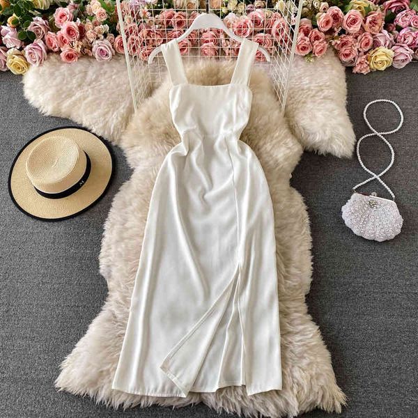 casual dresses summer women sleeveless long a-line strap high waist split hem women's vestidos jjeu, Black;gray
casual dresses summer women sleeveless long a-line strap high waist split hem women's vestidos jjeu, Black;gray