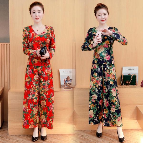 women's tracksuits cotton and linen suit summer retro printed fabric long-sleeved wide-leg pants national wind two-piece, Gray
women's tracksuits cotton and linen suit summer retro printed fabric long-sleeved wide-leg pants national wind two-piece, Gray