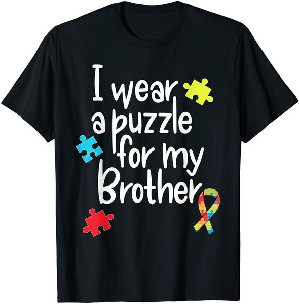 brother autism shirt i wear puzzle for my brother gift men boys t-shirt, White;black
brother autism shirt i wear puzzle for my brother gift men boys t-shirt, White;black