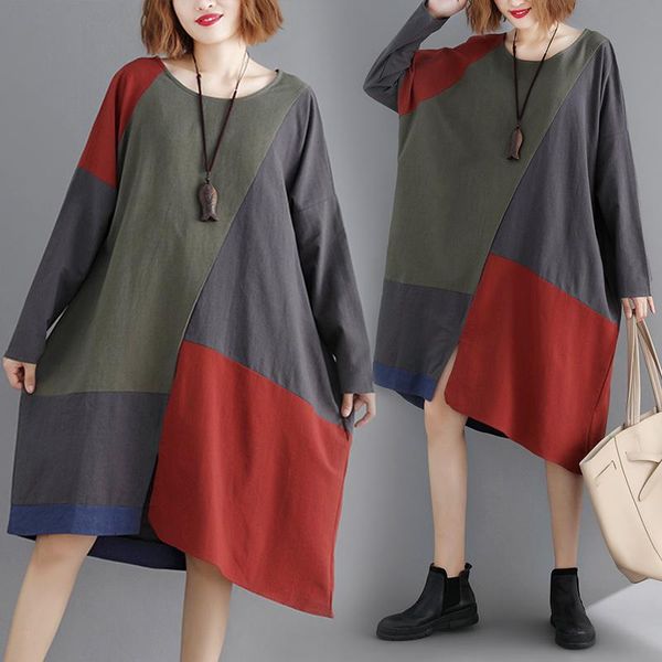 casual dresses big size 4xl autumn winter women fashion vintage color block ladies female plus large long cotton loose split t shirt dr, Black;gray
casual dresses big size 4xl autumn winter women fashion vintage color block ladies female plus large long cotton loose split t shirt dr, Black;gray