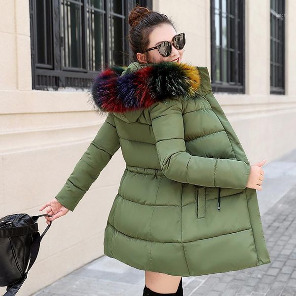 women's down & parkas winter jacket parka fur collar hooded cotton female color casual padded outerwear, Black
women's down & parkas winter jacket parka fur collar hooded cotton female color casual padded outerwear, Black